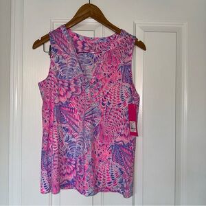 Lilly Pulitzer NWT Dev Knit Top Sea You Soon Raz Berry Essie Sleeveless  Small